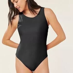 ANDIE SWIM The Corsica High Neck Open Back One Piece Swimsuit Black Large L